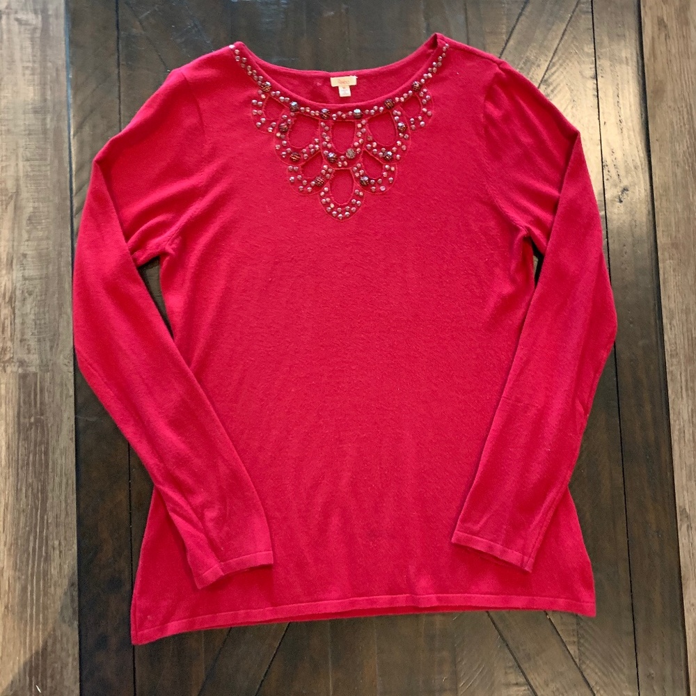 Red Jeweled Blouse